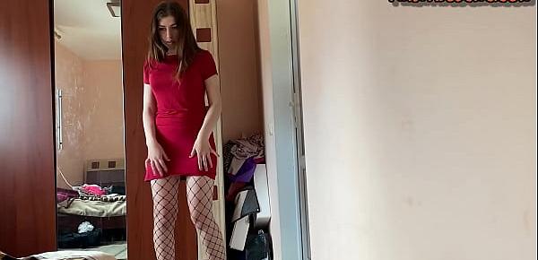  Amy In Fishnet Pantyhose and Mini Skirt Making Dreams Come True